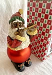 Vtg African American Santa Claus 8.25 Figurine Holiday Christmas Playing Flute. Fixed Price $15.95.