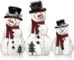 3 Pcs Christmas Snowman Wooden Decorations Rustic Table Centerpieces Blo. Fixed Price $16.61.
