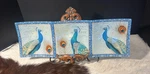 208 Park Glass 3 Compartment Candy/trinket Dish Square Peacock Design 18.5X6. Fixed Price $35.08.