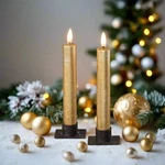 Primitive Christmas 7" 3D Flame 2 Pc Gold Flicker Taper Candle 6HR Timer. Fixed Price $19.99.