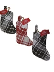Holiday Time Christmas Stockings Lot Of 3 Mini Plaid 7" Tall New. Fixed Price $14.99.