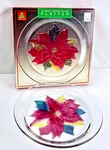 Vtg Poinsettia Plate 14 Inch Glass Christmas Entertaining Caldor Share The Joy. Fixed Price $22.98.
