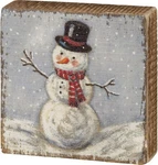 Snowman Christmas Primitives By Kathy Wood Block Sign 3 In X. Fixed Price $8.95.