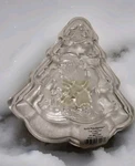 8.5" Gorham Crystal - "north Pole Express Tree Treat Dish" Santa Christmas. Fixed Price $18.95.