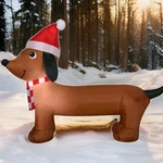 Holiday Time Self Inflatable Weiner Dog W/ Hat & Scarf 4FT. Christmas Dachshund. Fixed Price $35.99.