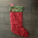 Nwt Pottery Barn Classic Large Red Green Velvet Christmas Stocking Mono Mark. Fixed Price $14.50.