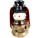 Snowman Hanging Lantern Tea Light Candle Holder Ceramic Brown Drip Glaze. Fixed Price $16.87.