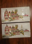 Set 2 Crate & Barrel Yule Town Rectangular Large Platter Julia Rothman Holiday. Fixed Price $25.00.