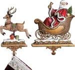 Set Of Santa & Reindeer Stocking Holders - Durable Christmas Decor 9.25". Fixed Price $199.99.