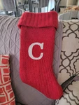 Target Wondershop Red White Monogram Knit Christmas Stocking. Fixed Price $12.00.