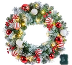 Pre-lit 24IN Christmas Wreath With 50LED Lights, Pine Needles, Red Berries. Fixed Price $93.40.