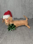 Vintage Annalee 5" Dachshund Puppy Dog Bow Christmas Santa Hat. Fixed Price $14.99.