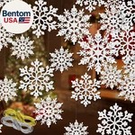 46 Pcs White Glitter Snowflake Ornaments Various Size Plastic Christmas Tree Dec. Fixed Price $17.57.