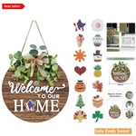 Interchangeable Seasonal Welcome Sign Wooden Wreath Front Door Decor Rusti.... Fixed Price $33.95.