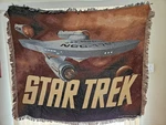 Vintage Star Trek Tapestry Throw Blanket Uss Enterprise & Pillow 16" Square Rare. Fixed Price $125.00.