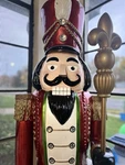 Large Red Black Gold Wooden Nutcracker Soldier Christmas Holiday Cor. Fixed Price $300.00.