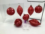 7 Melrose Red Art Glass Christmas Ornaments Lot Ribbed Onion Teardrop Ball Geode. Fixed Price $29.99.