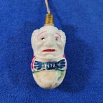 Vintage Christmas Painted Milk Glass Light John Bull British Character Figural. Fixed Price $35.00.