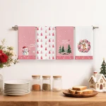Green Xmas Tree Snowman Reindeer Merry Christmas Kitchen Dish Towels, 17X. Fixed Price $21.28.