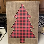 Christmas Tree Buffalo Plaid Wooden Slate Large Primitives By Kathy Art Decor. Fixed Price $14.25.