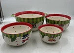 Temp-tations Winter Whimsy Nesting Mixing Bowl Set Holiday Snowman Santa Penguin. Fixed Price $48.97.
