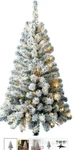 Christmas Tree Seasonal Specialties 4' Lighted Snow Flocked Clear Lights Green. Fixed Price $89.99.