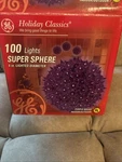 Purple Ge Holiday Classic 6" Super Sphere 100 Lights Starburst Ball Xmas Mardi. Fixed Price $34.99.