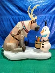 7' Gemmy Airblown Inflatable Disney's Frozen Olaf Sven W/ Cup Of Candy Canes. Fixed Price $79.95.