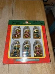 Set Of 6 Kurt Adler Glass Christmas Ornaments Bears 2" In Box. Fixed Price $9.95.