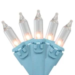 Brite Star Set Of 50 Clear Mini Christmas Lights 4.25" Spacing- Blue Wire. Fixed Price $14.49.