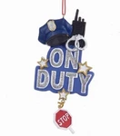 Police On Duty W Hat Handcuffs Radio Flashlight Christmas Tree Ornament. Fixed Price $12.95.