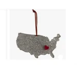 Us Map Ornament Tin Metal W/ Removable Heart Pin Target Wondershop Xmas Holiday. Fixed Price $13.49.