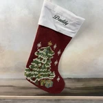 Pottery Barn Crewel Stitched Christmas Tree Stocking Monogram Daddy. Fixed Price $26.95.