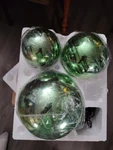 Set Of 3 Lit Indoor Outdoor Mercury Glass Spheres W/timer By Valerie - Green. Fixed Price $30.75.