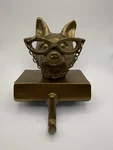 Gold Metal Fox Bronze Christmas Stocking Holder Mantle Hook Rustic Decor. Fixed Price $39.95.