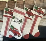 1 Walmart Holiday Time Red Truck Tree Stripe Christmas Stocking Old Country. Fixed Price $29.95.