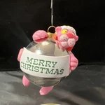 Pink Panther Christmas Ornament 1984 Very Rare Vintage Silver Ball. Fixed Price $10.00.
