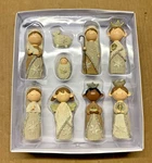 Raz Imports - 4.5" Faux Knit Christmas Nativity Set Of 9 Pieces Open Box. Fixed Price $15.00.