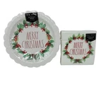Rae Dunn Merry Christmas Wreath Design Party Ware Paper Plates And Napkins New. Fixed Price $29.99.
