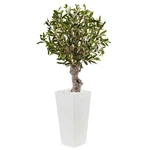 Nearly Natural 3.5FT. Olive Artificial Tree In White Tower Planter. Fixed Price $174.99.