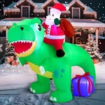 6FT Christmas Inflatable Santa Riding Dinosaur Led Outdoor Yard Garden Decor Fun. Fixed Price $59.99.