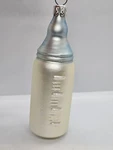 Nos Baby Boy's First Christmas White & Blue Bottle Glass Ornament Germany. Fixed Price $32.00.