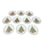 Vintage Lynns Stone Ware Oven Safe Christmas Tree 7.5 Dessert Plates Set Of 10. Fixed Price $39.99.