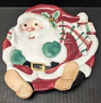 Fitz And Floyd Plaid Christmas Serving Plate 2063/125 Santa Canape 9" Euc. Fixed Price $12.99.