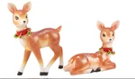 Pbk Christmas Winter Decor - Retro Standing Reindeer Figurines 2PC Set. Fixed Price $29.95.