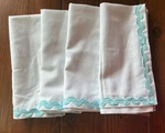 Mud Pie Set 4 Napkins Cloth Cotton Dinner Blue Ric Rac White New. Fixed Price $29.99.