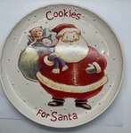Hallmark Cookies For Santa Stoneware Plate 9 1/8" Diameter Christmas Holiday. Fixed Price $14.99.