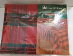 Vintage Woven Plaid Christmas Tablecloth Trim Home Kmart Oblong 52 X 70 Cotton. Fixed Price $19.99.