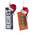 Hershey's Ornaments Assortment Of 2 Santa Hat Holiday Decorations. Fixed Price $24.99.