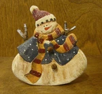 Snowman W/ Blue Jacket Wood Figurine #C7246B 4.5" Transpac New From Retail Store. Fixed Price $21.00.